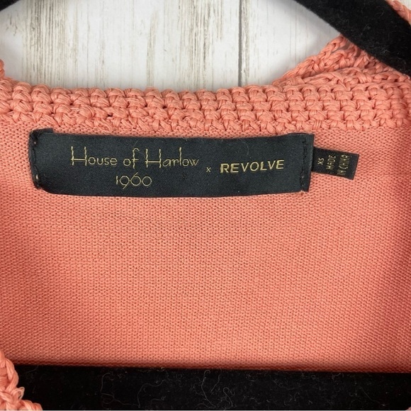 House of Harlow 1960 x Revolve peach knit crochet open sleeve sweater top XS - Picture 5 of 9